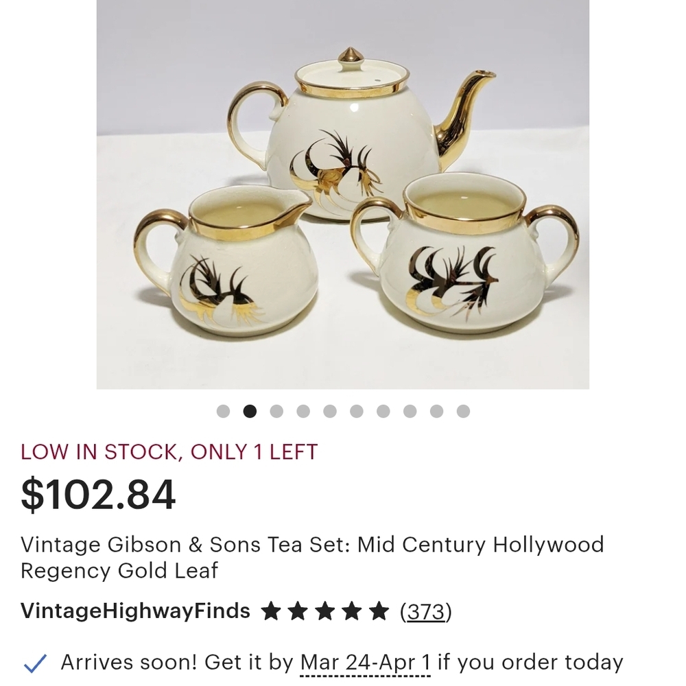 Cream and Black Ceramic Tea Set - Picture 9 of 9